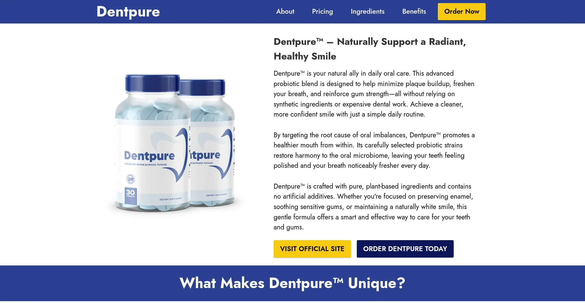 Website screenshot of Buy-dentpure.com