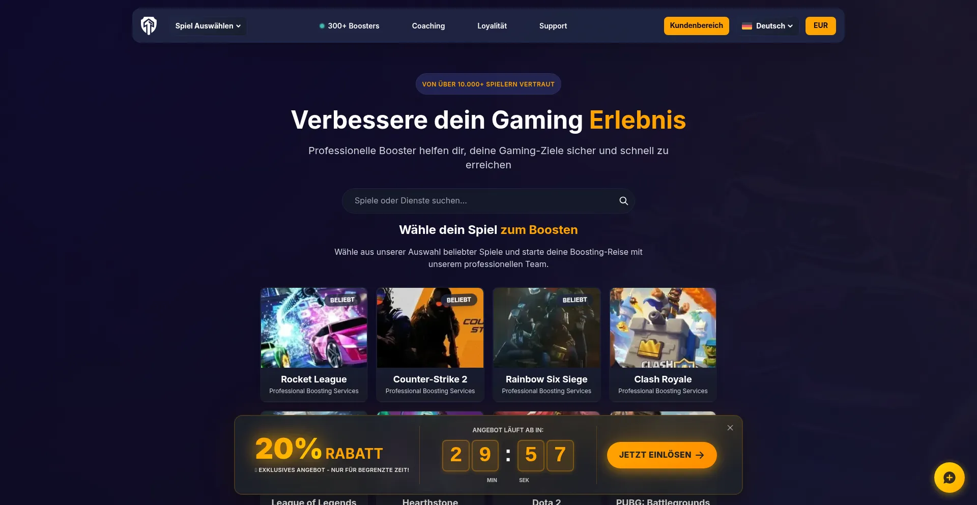 Website screenshot of Buyboosting.de