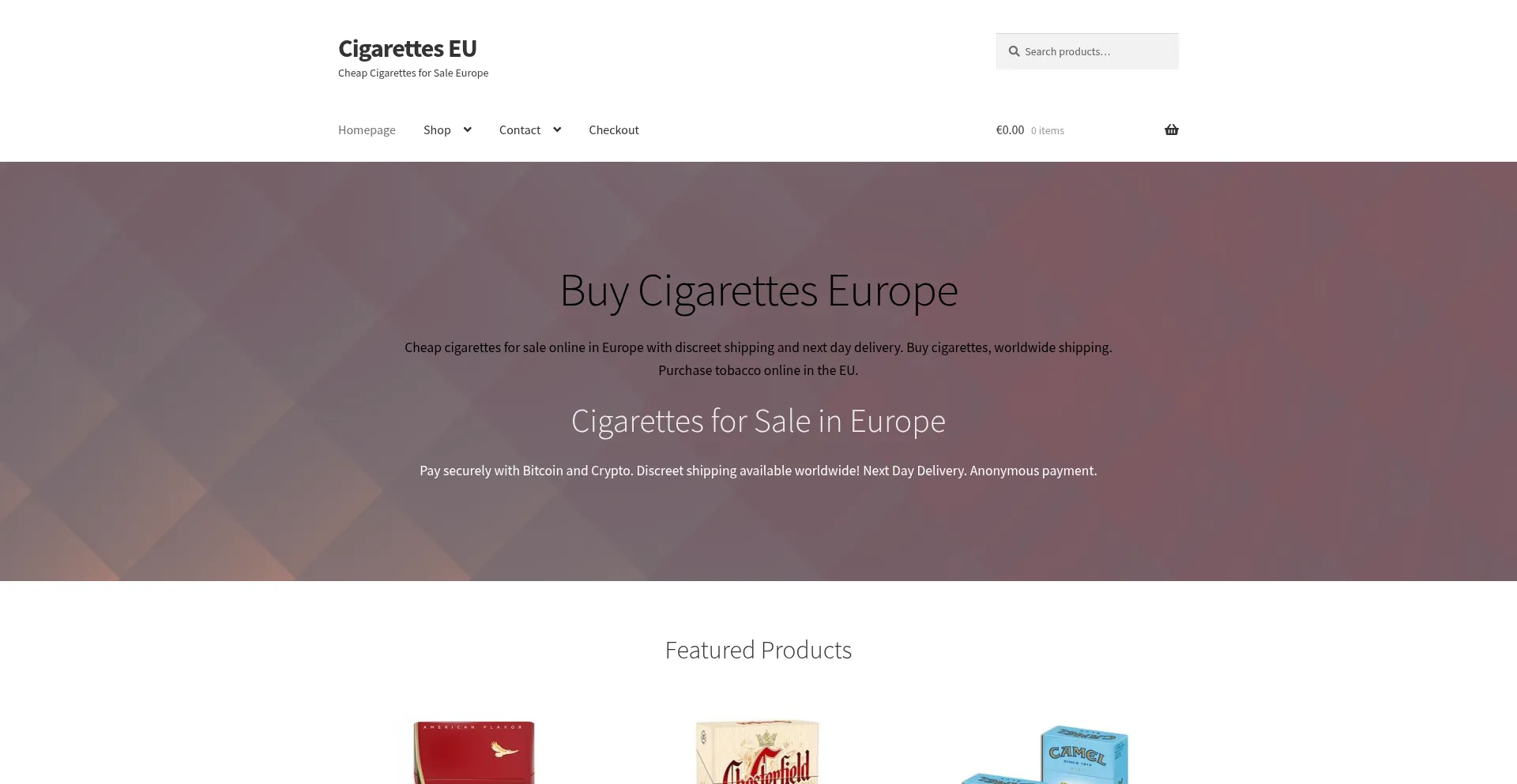 Website screenshot of Buycigaretteseu.com
