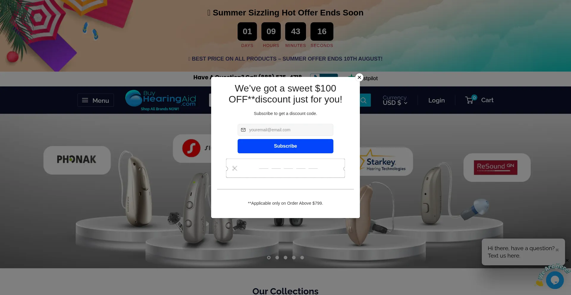 Website screenshot of Buyhearingaid.com