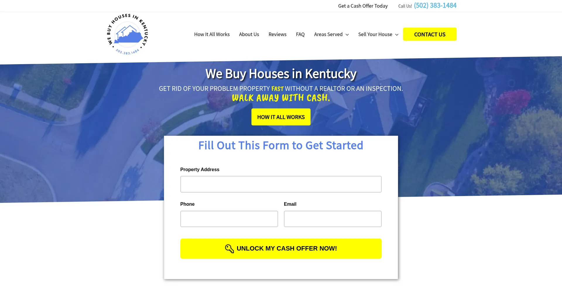 Website screenshot of Buyhousesinkentucky.com