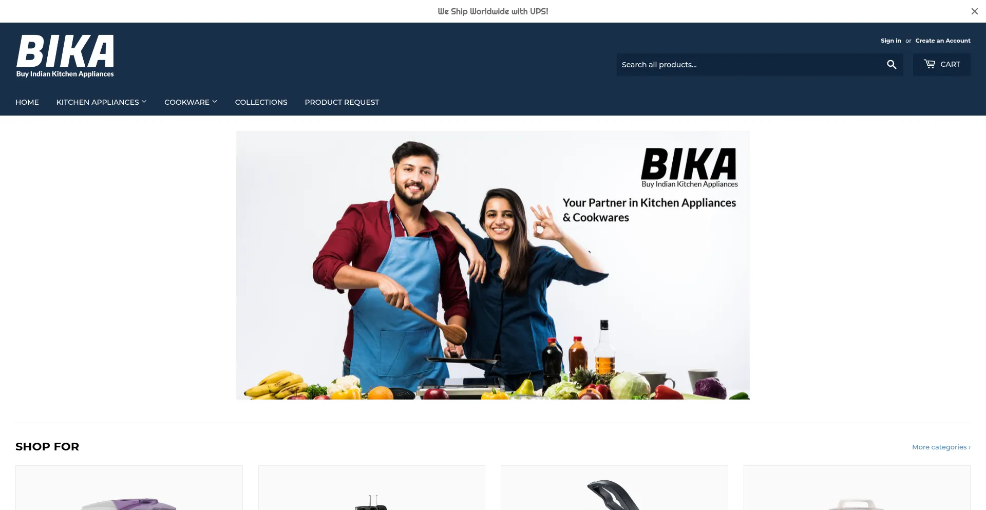 Website screenshot of Buyindiankitchenappliances.com