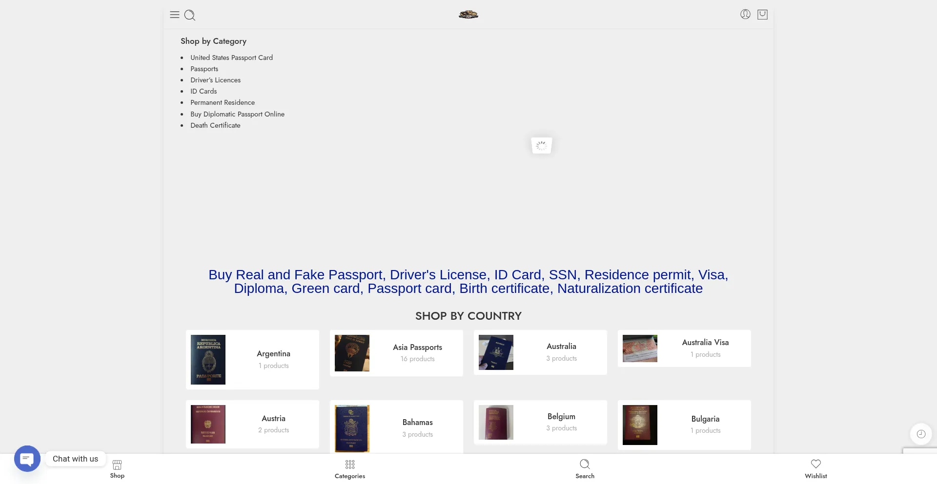 Website screenshot of Buylegitdocs.com