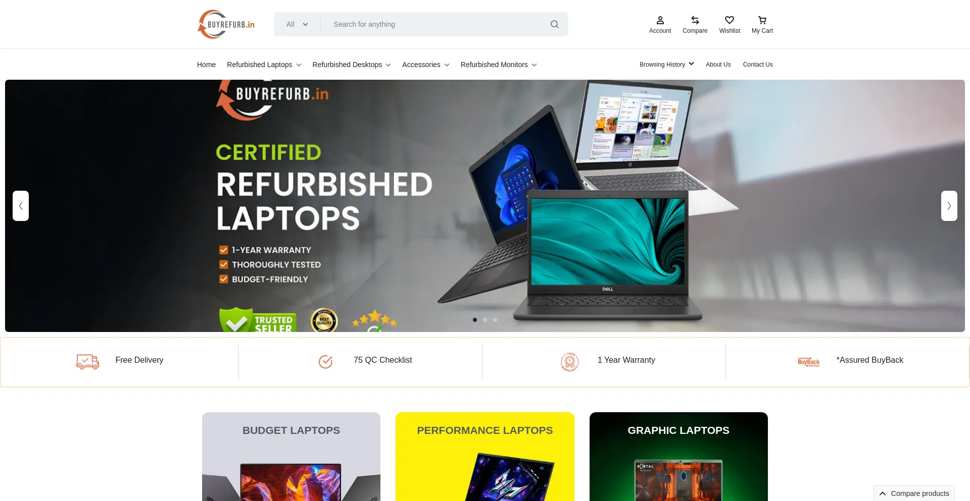 Website screenshot of Buyrefurb.in