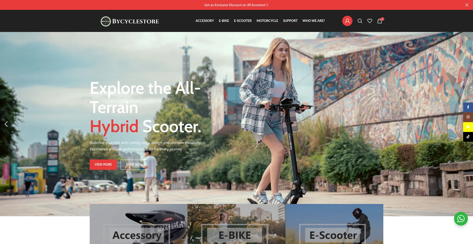 Website screenshot of Bycyclestore.com