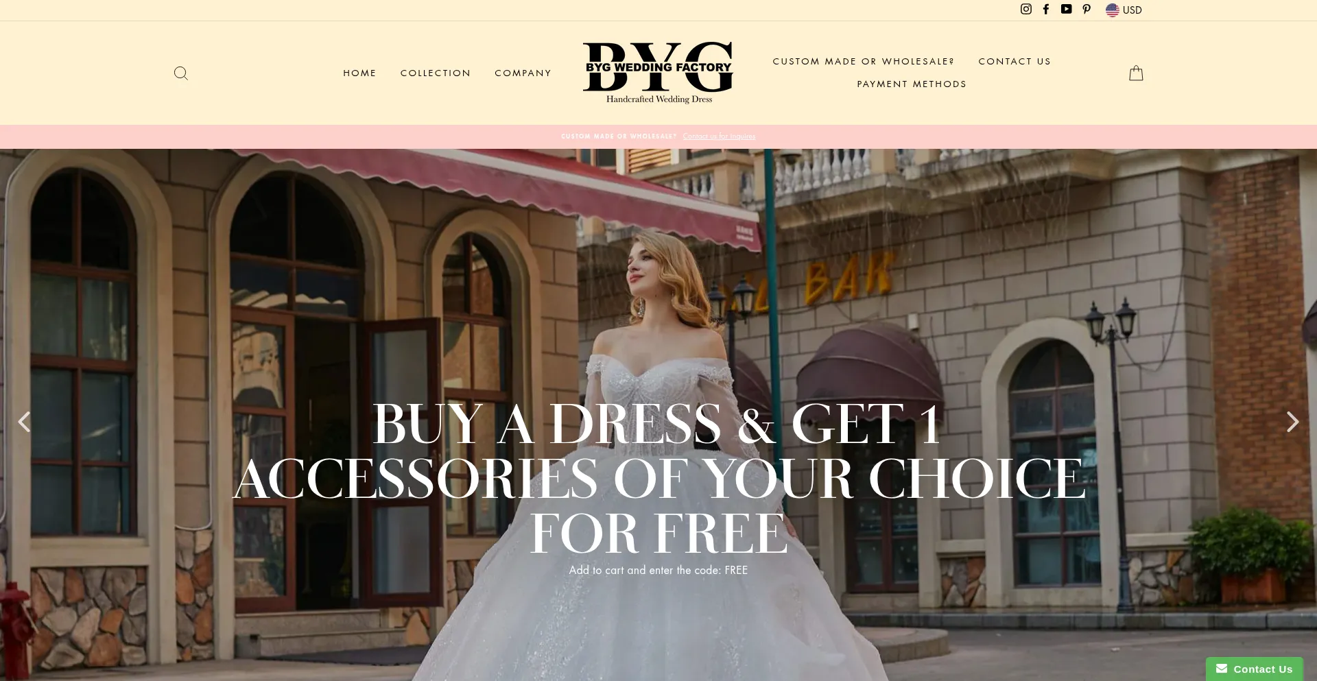 Website screenshot of Bygweddingfactory.com