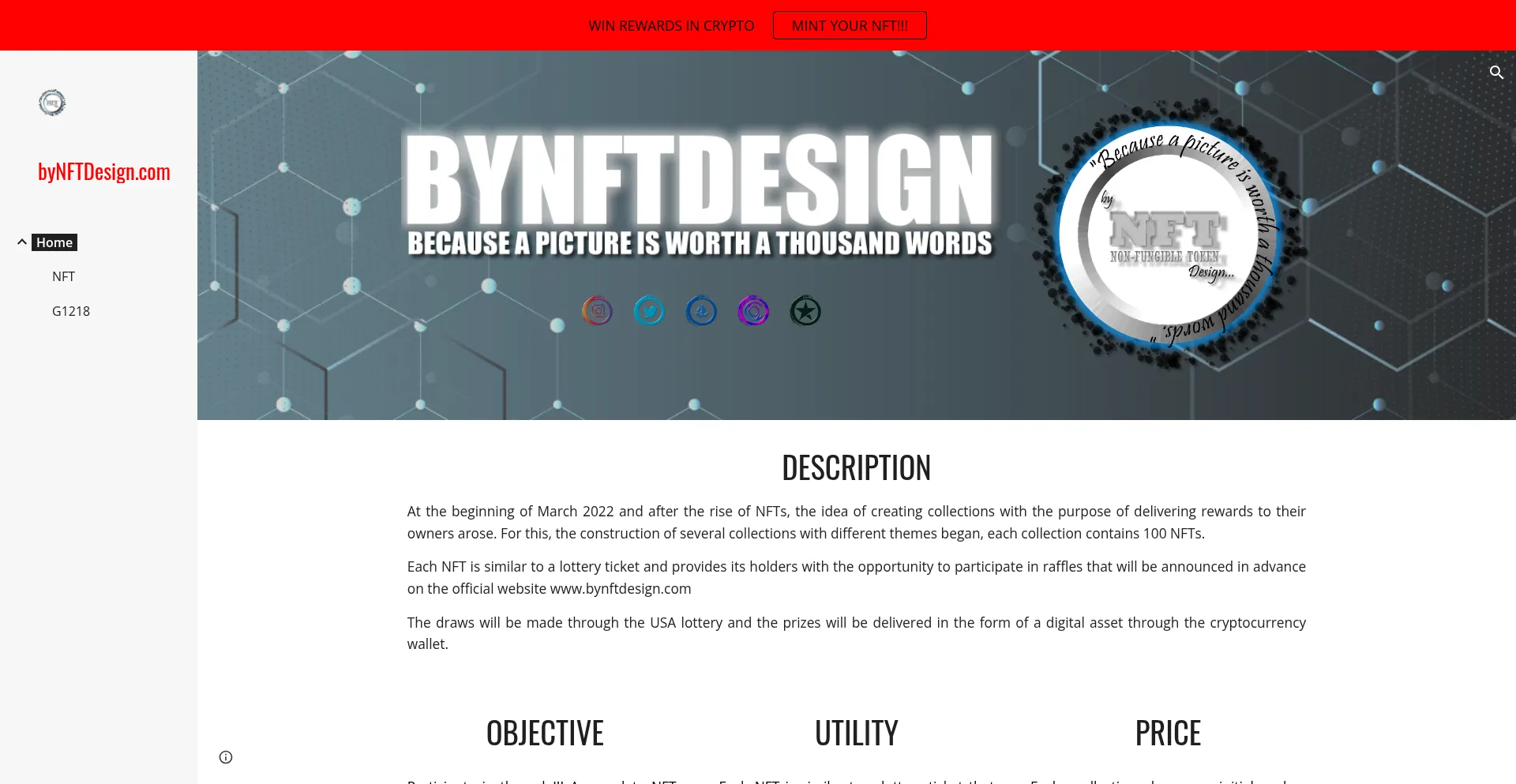 Website screenshot of Bynftdesign.com