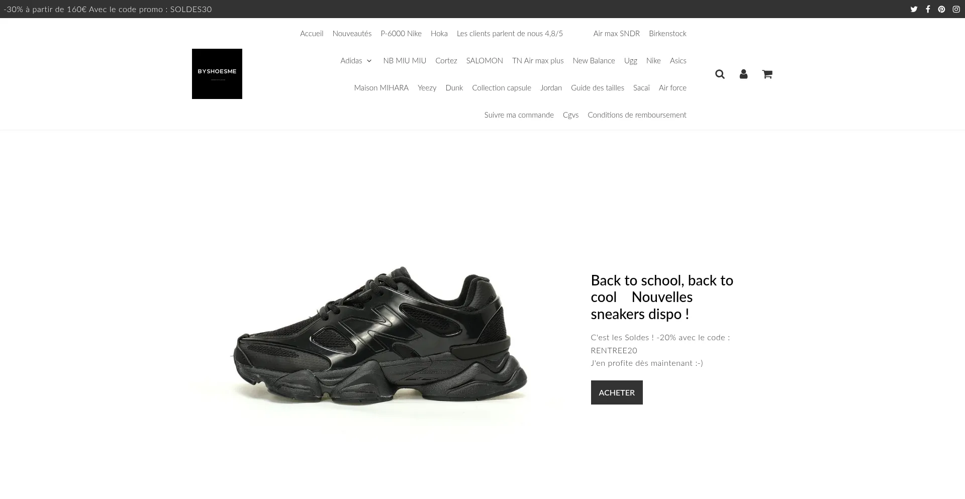 Website screenshot of Byshoesme.com