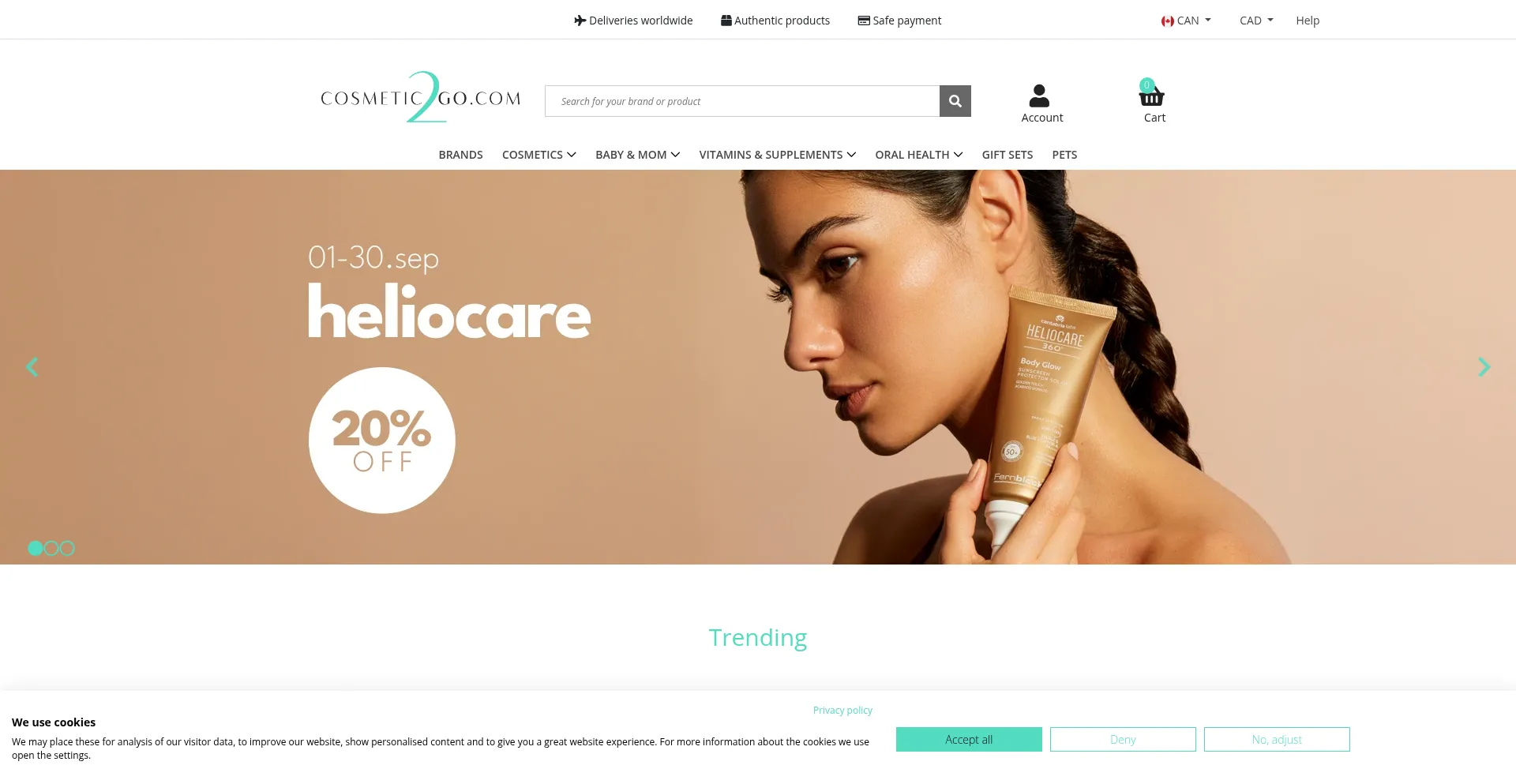 Website screenshot of Ca.cosmetic2go.com