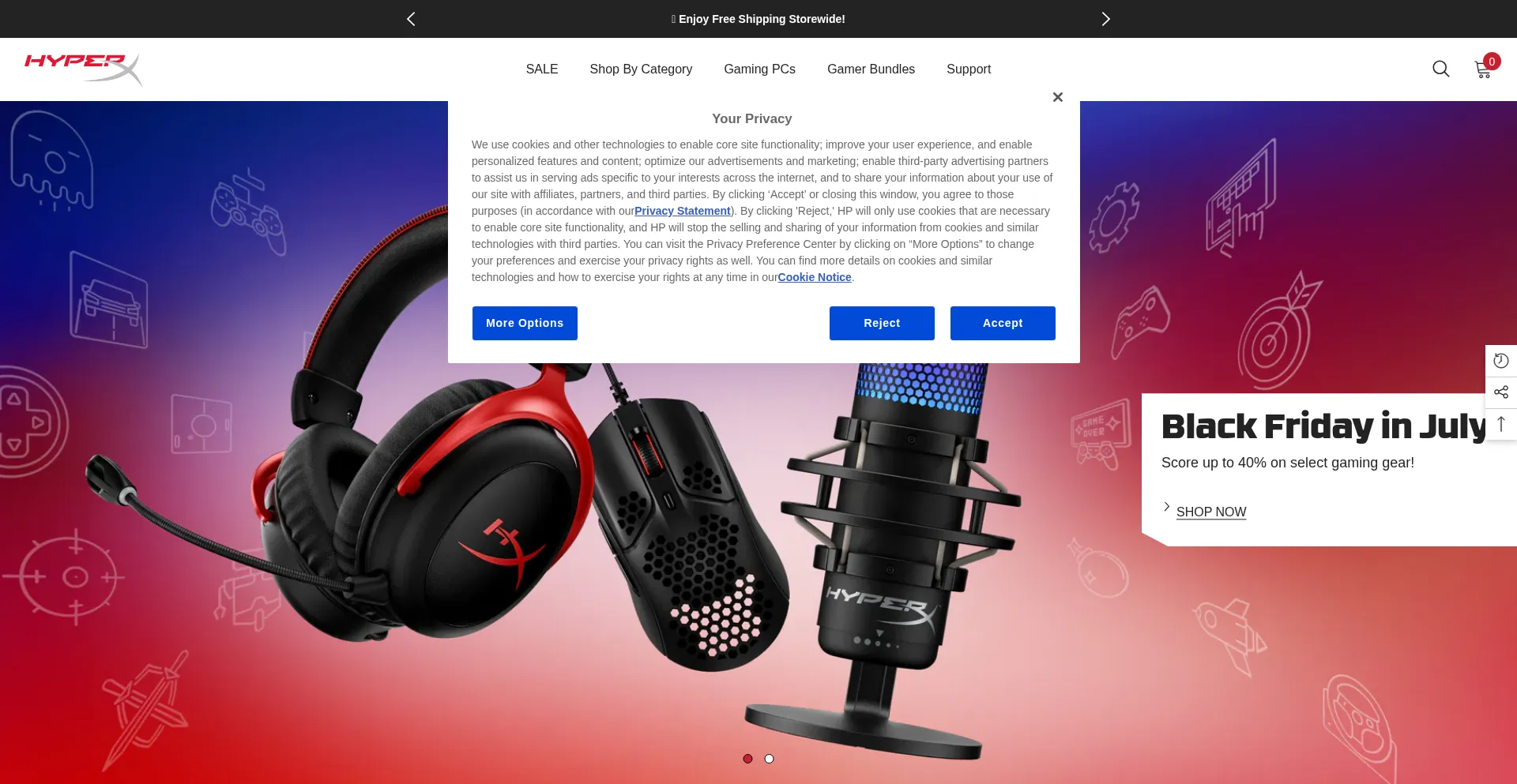 Website screenshot of Ca.hyperx.com