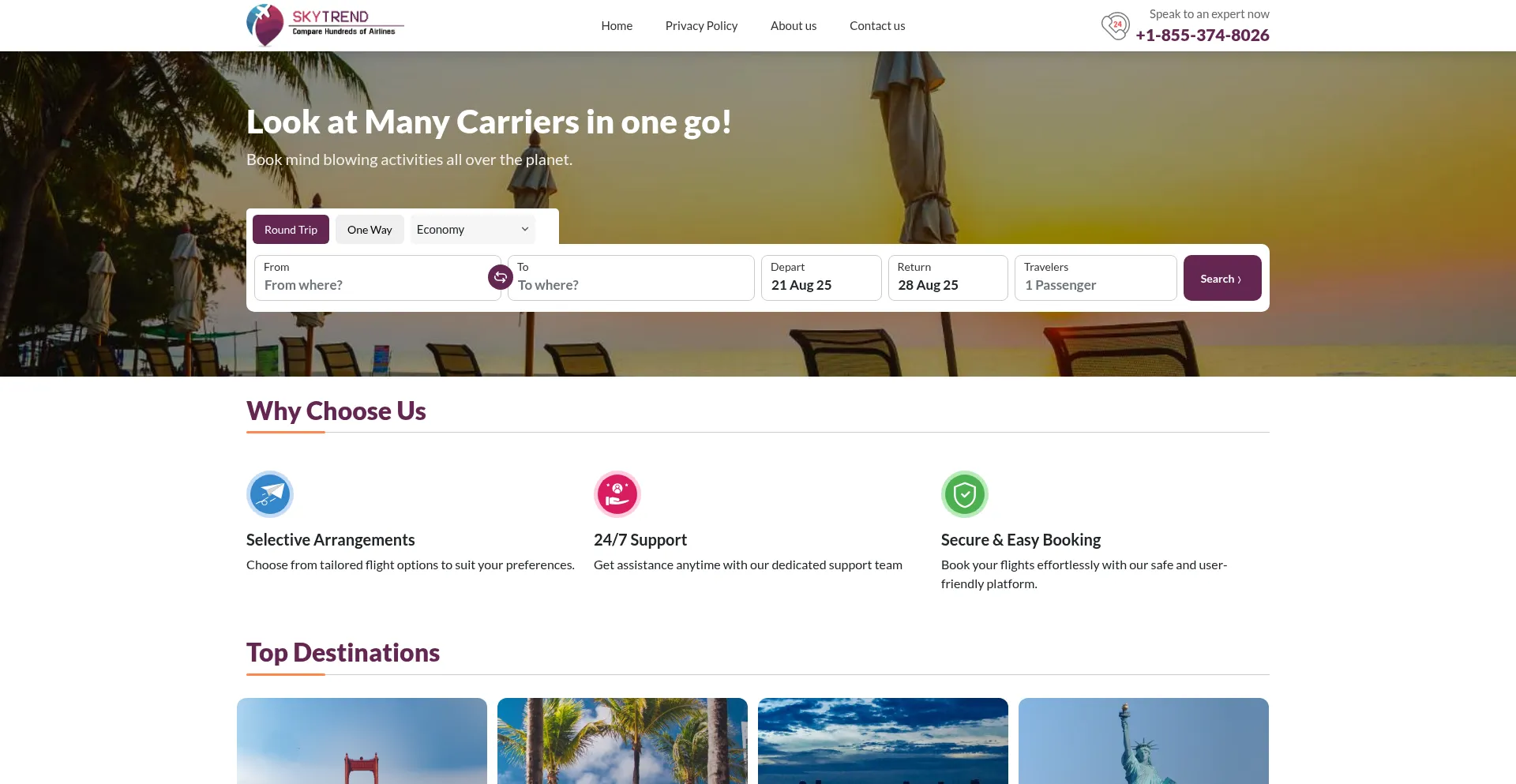 Website screenshot of Ca.skytrend.us