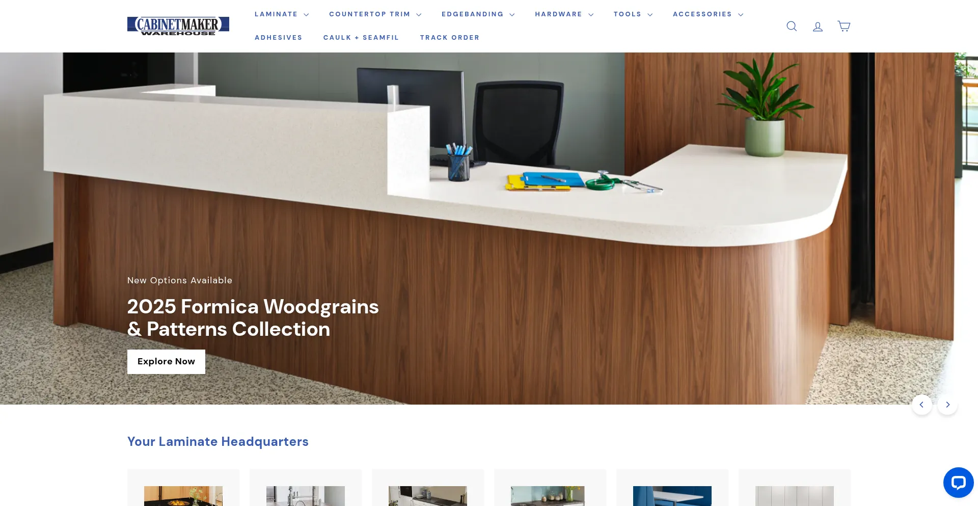 Website screenshot of Cabinetmakerwarehouse.com