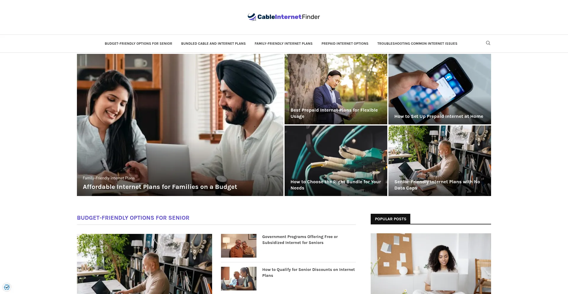Website screenshot of Cableinternetfinder.net