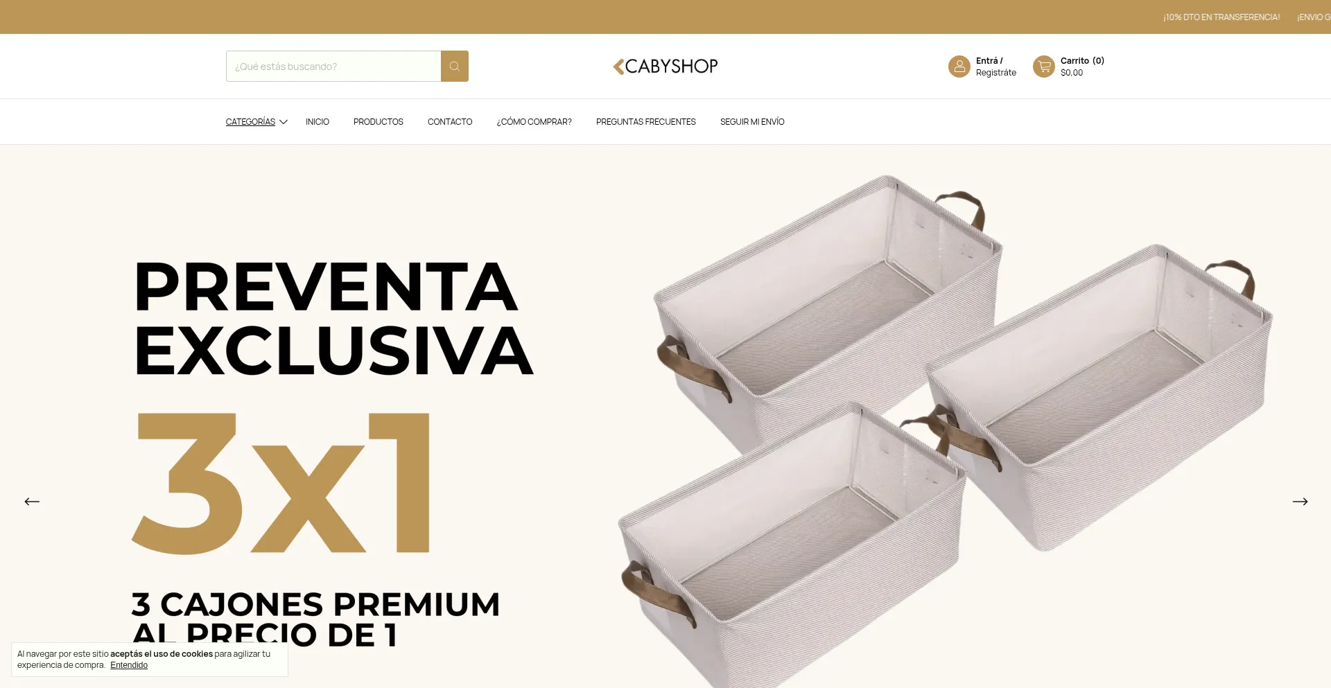 Website screenshot of Cabyshop.com.ar