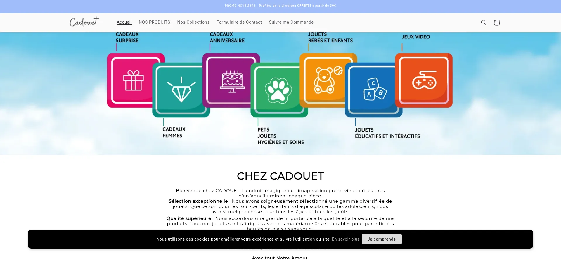 Website screenshot of Cadouet.com