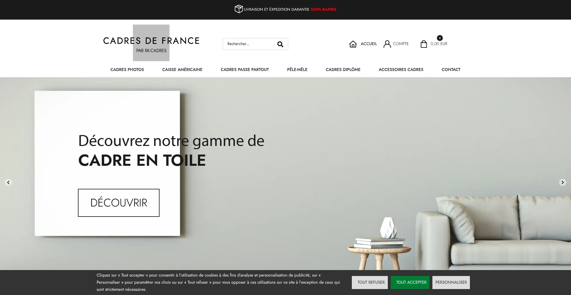 Website screenshot of Cadresdefrance.com