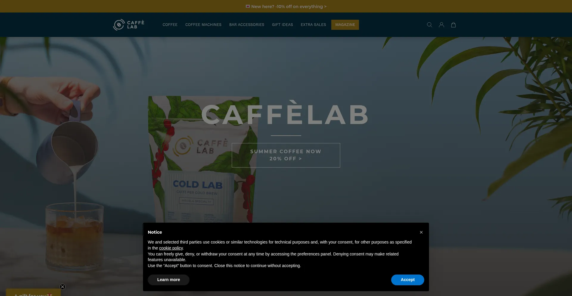 Website screenshot of Caffelab.com