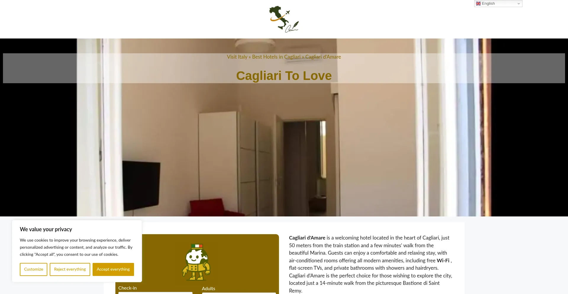Website screenshot of Cagliari-damare.dreaminginrome.com
