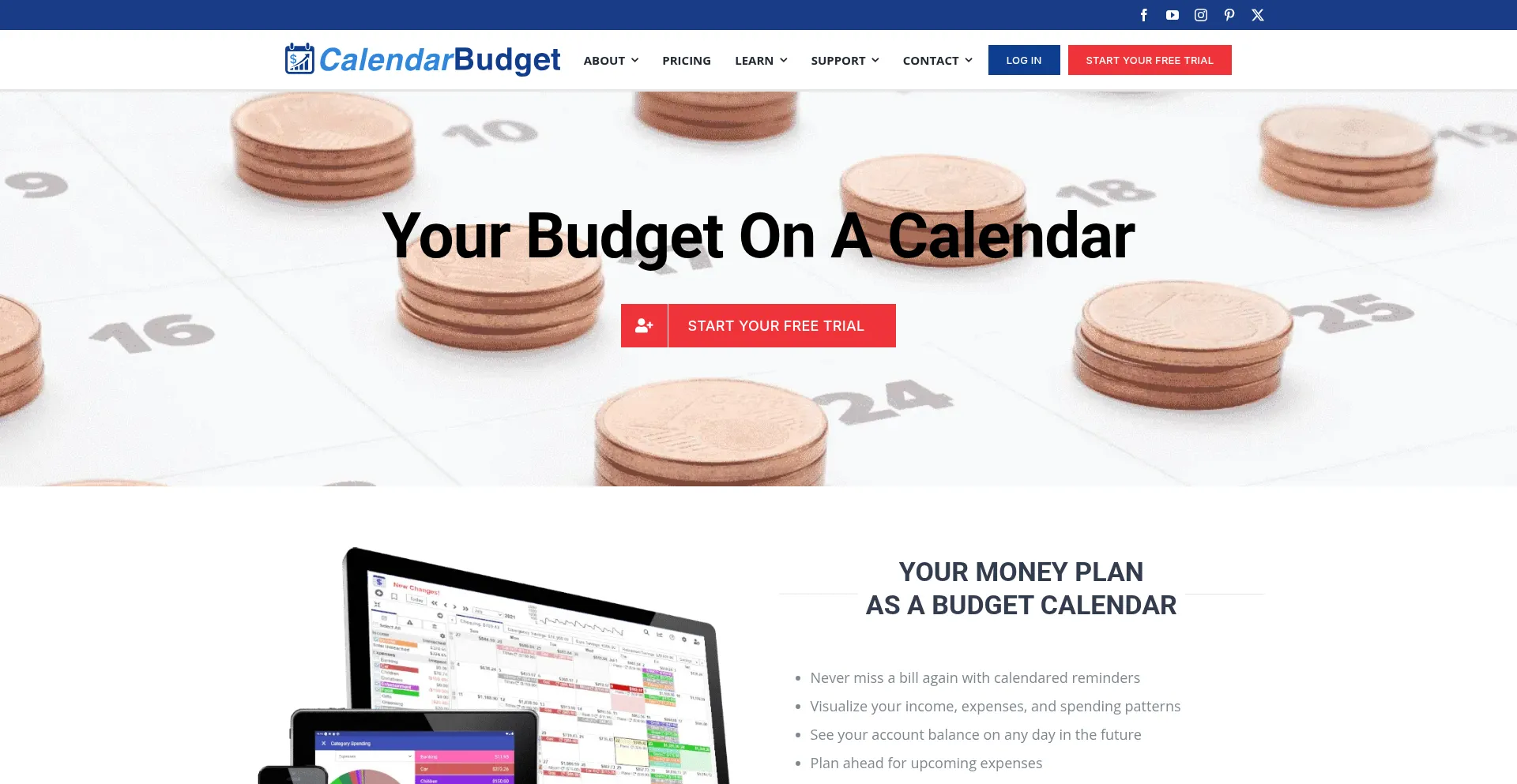 Website screenshot of Calendarbudget.com