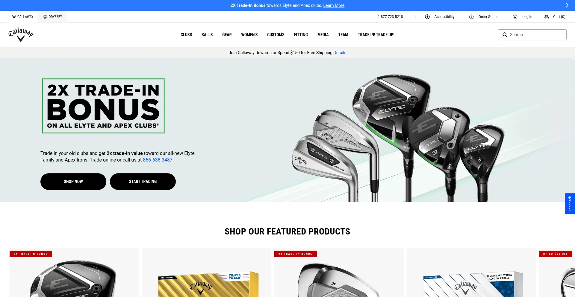 Website screenshot of Callawaygolf.com