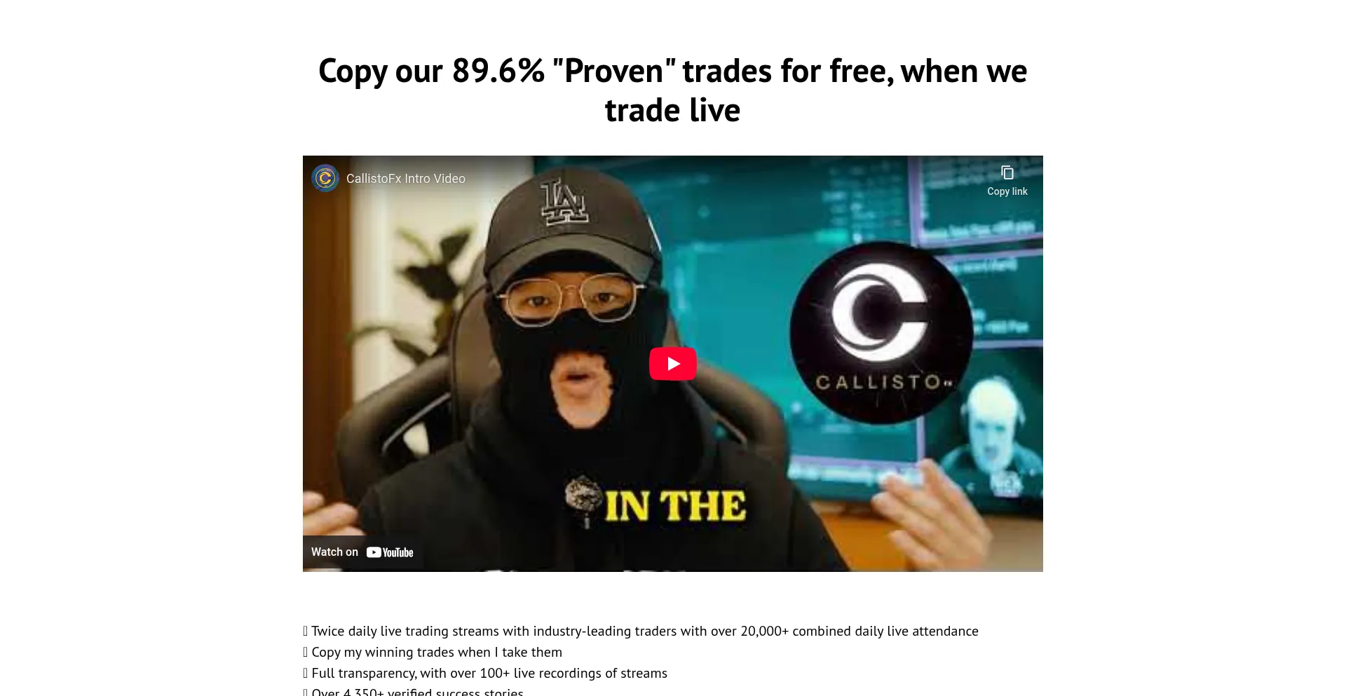 Website screenshot of Callistofx.com