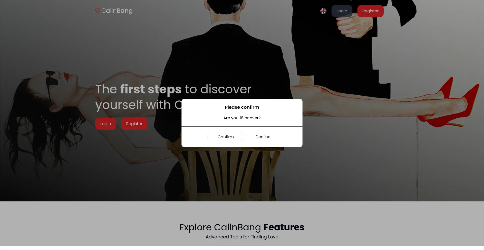Website screenshot of Callnbang.com