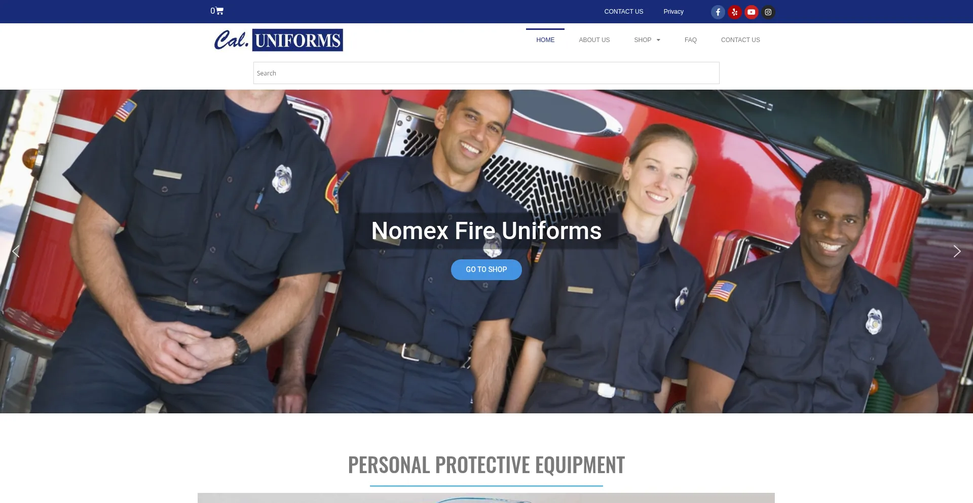 Website screenshot of Caluniforms.com