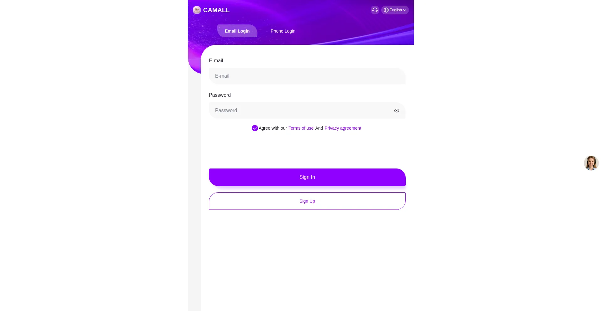 Website screenshot of Camall2.com