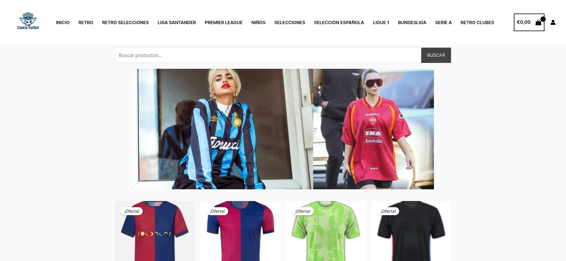Website screenshot of Camisfutgol.com