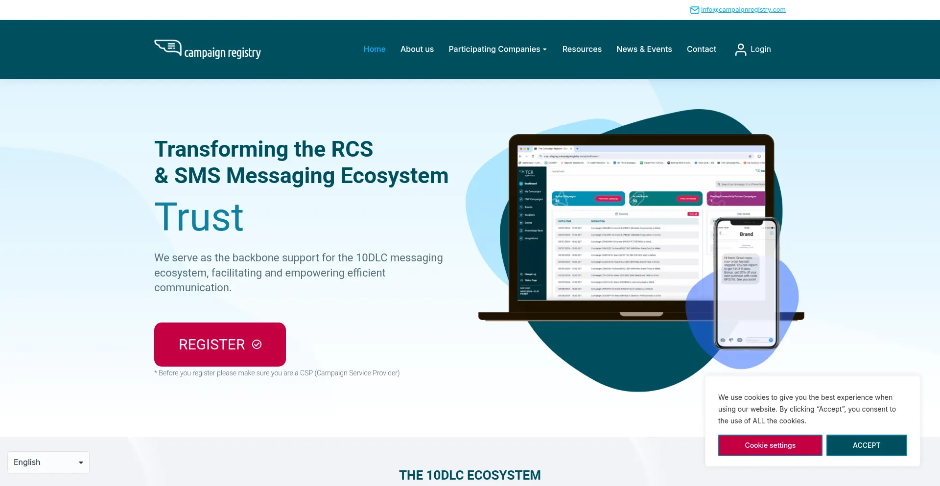 Website screenshot of Campaignregistry.com