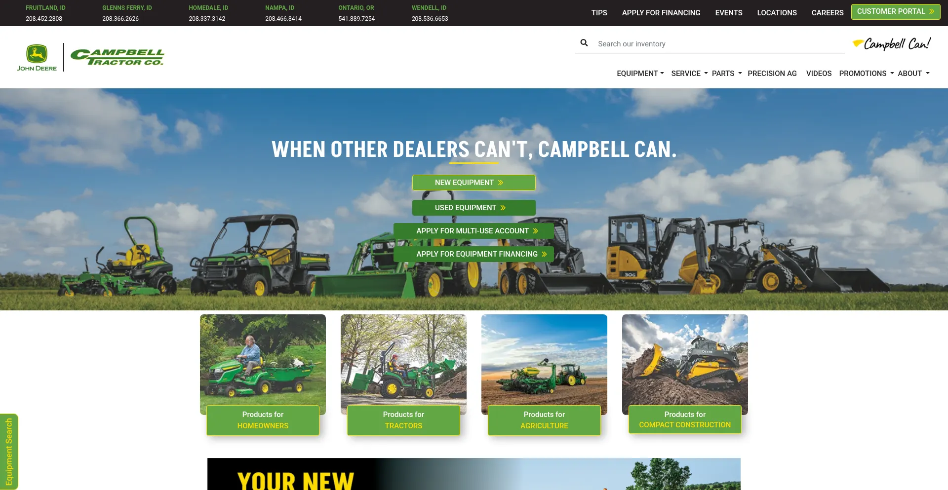 Website screenshot of Campbelltractor.com
