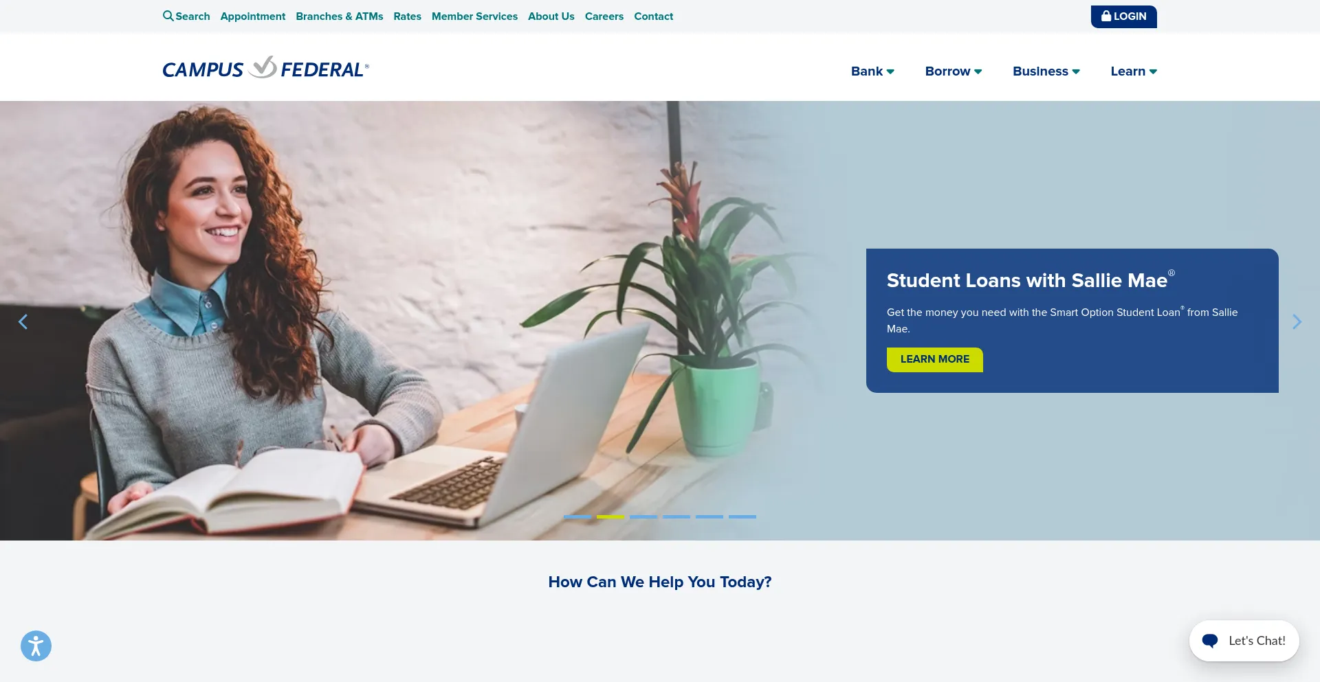 Website screenshot of Campusfederal.org
