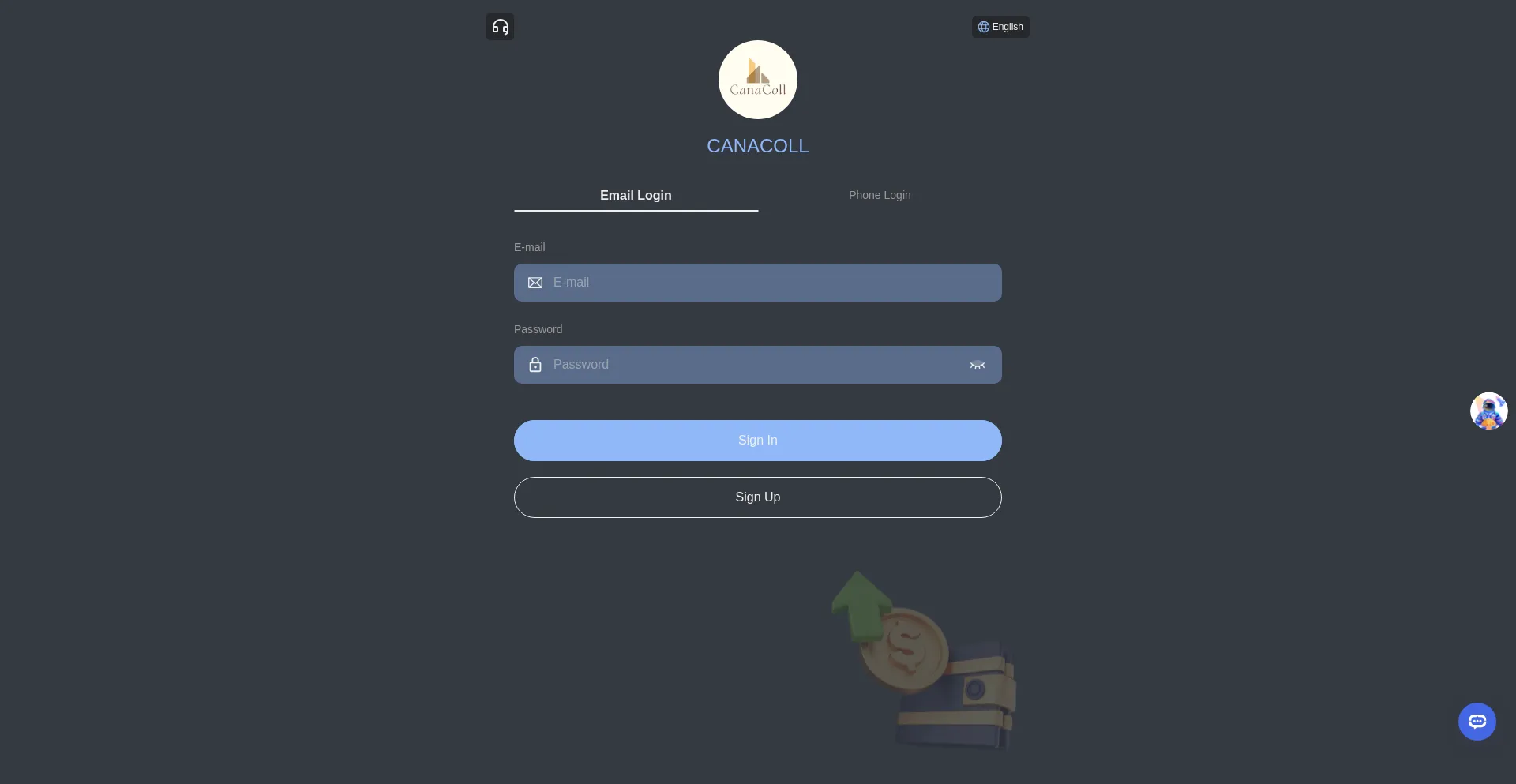 Website screenshot of Canacoll.com