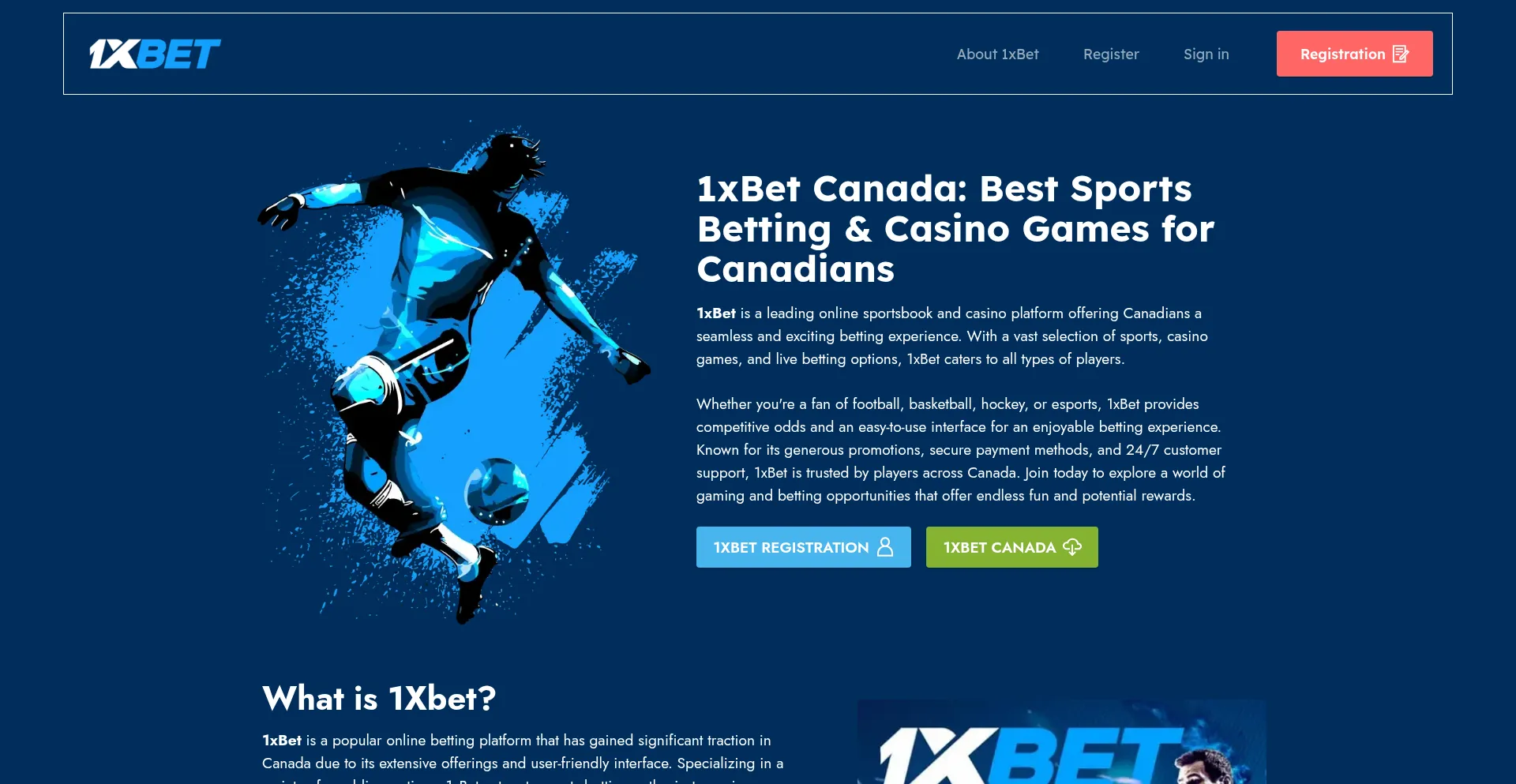 Website screenshot of Canada-1xbet.com