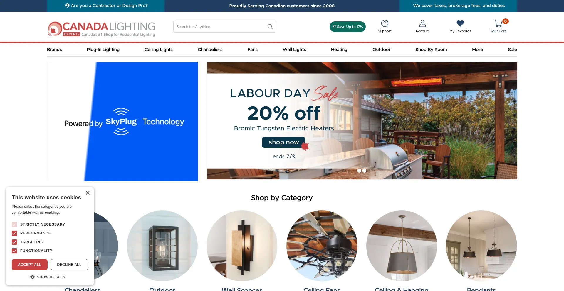 Website screenshot of Canadalightingexperts.com