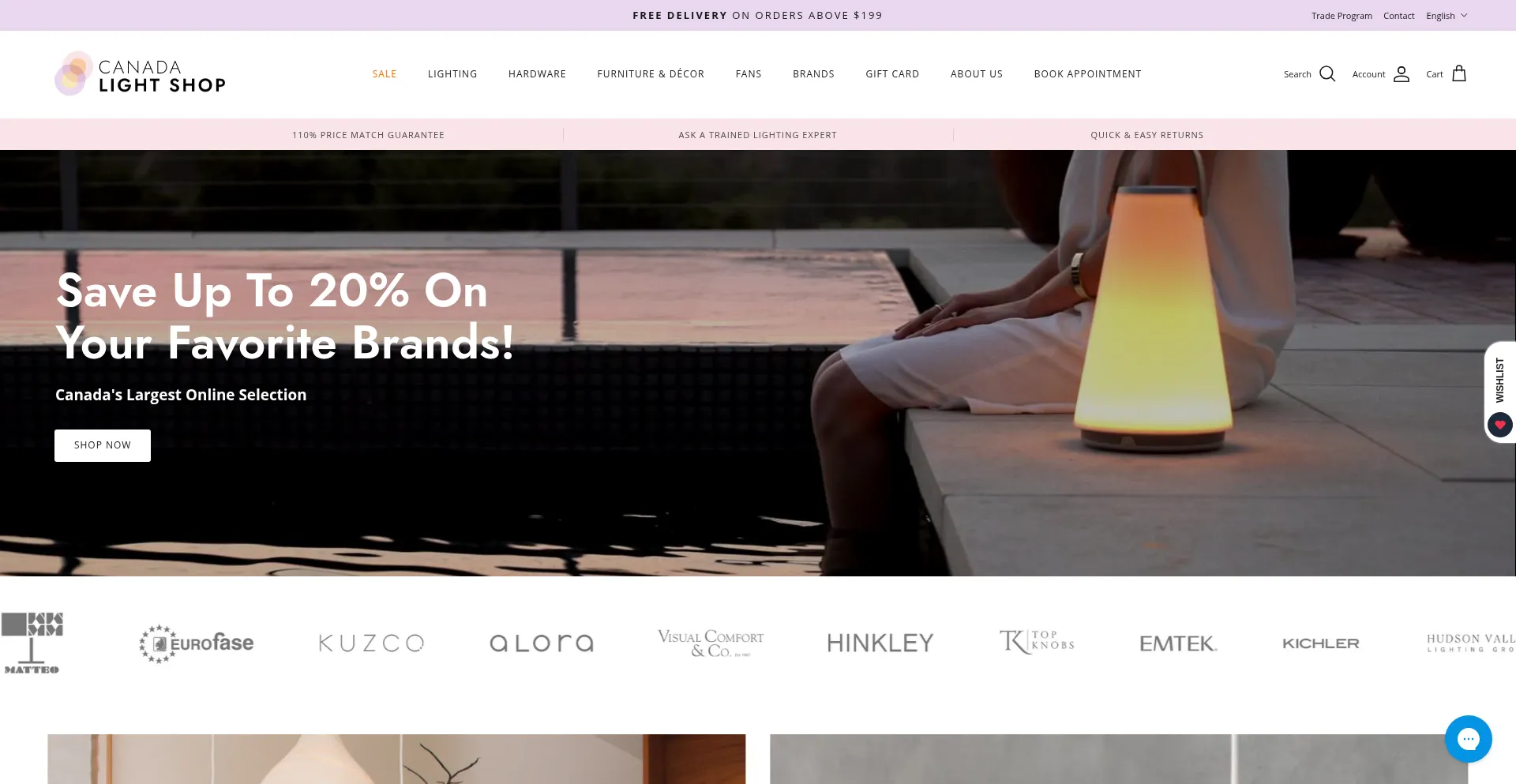 Website screenshot of Canadalightshop.ca
