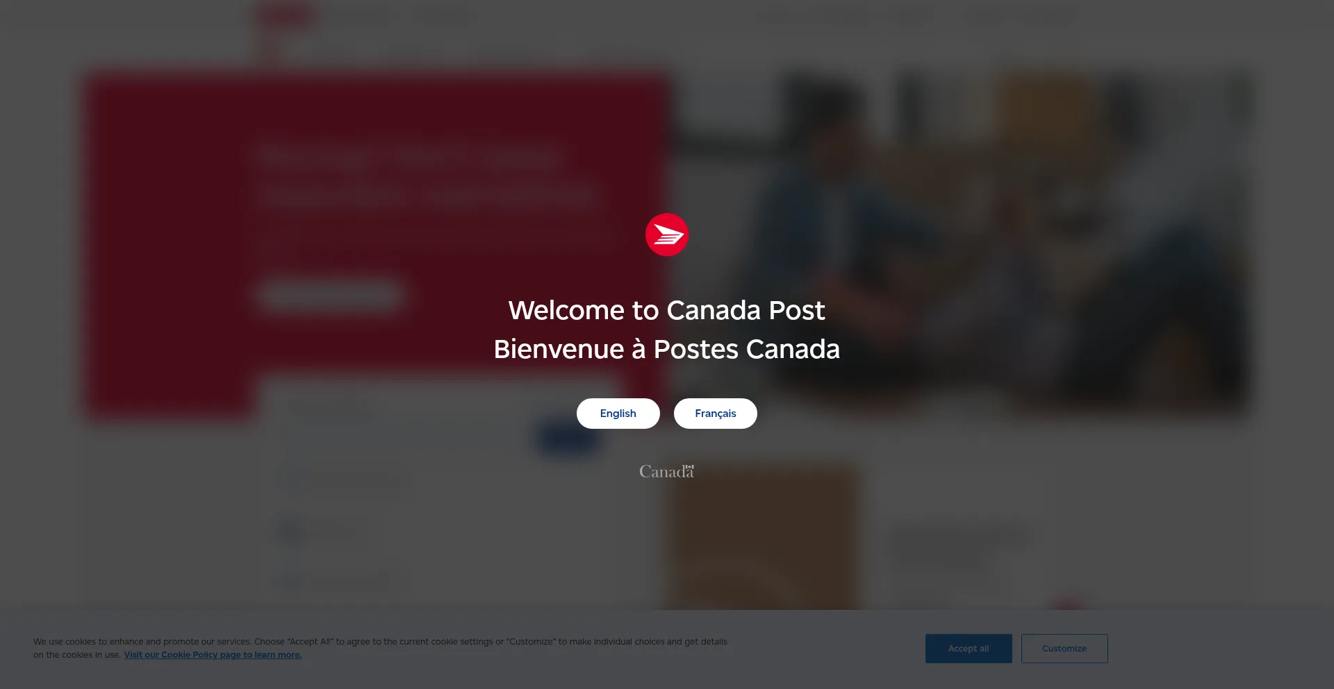 Website screenshot of Canadapost-postescanada.ca
