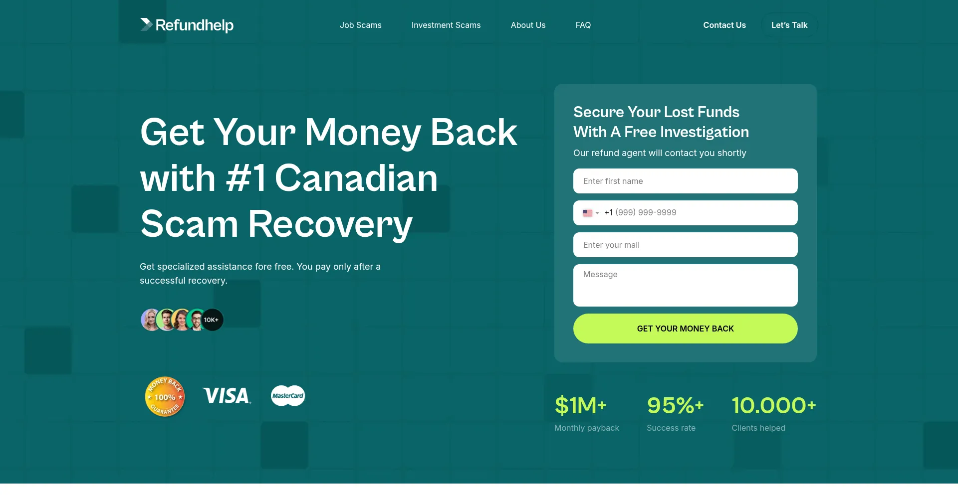 Website screenshot of Canadarefundhelp.com