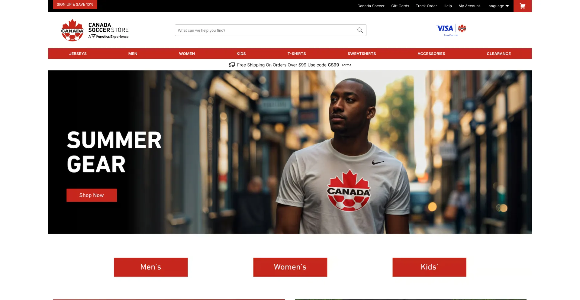 Website screenshot of Canadasoccerstore.com