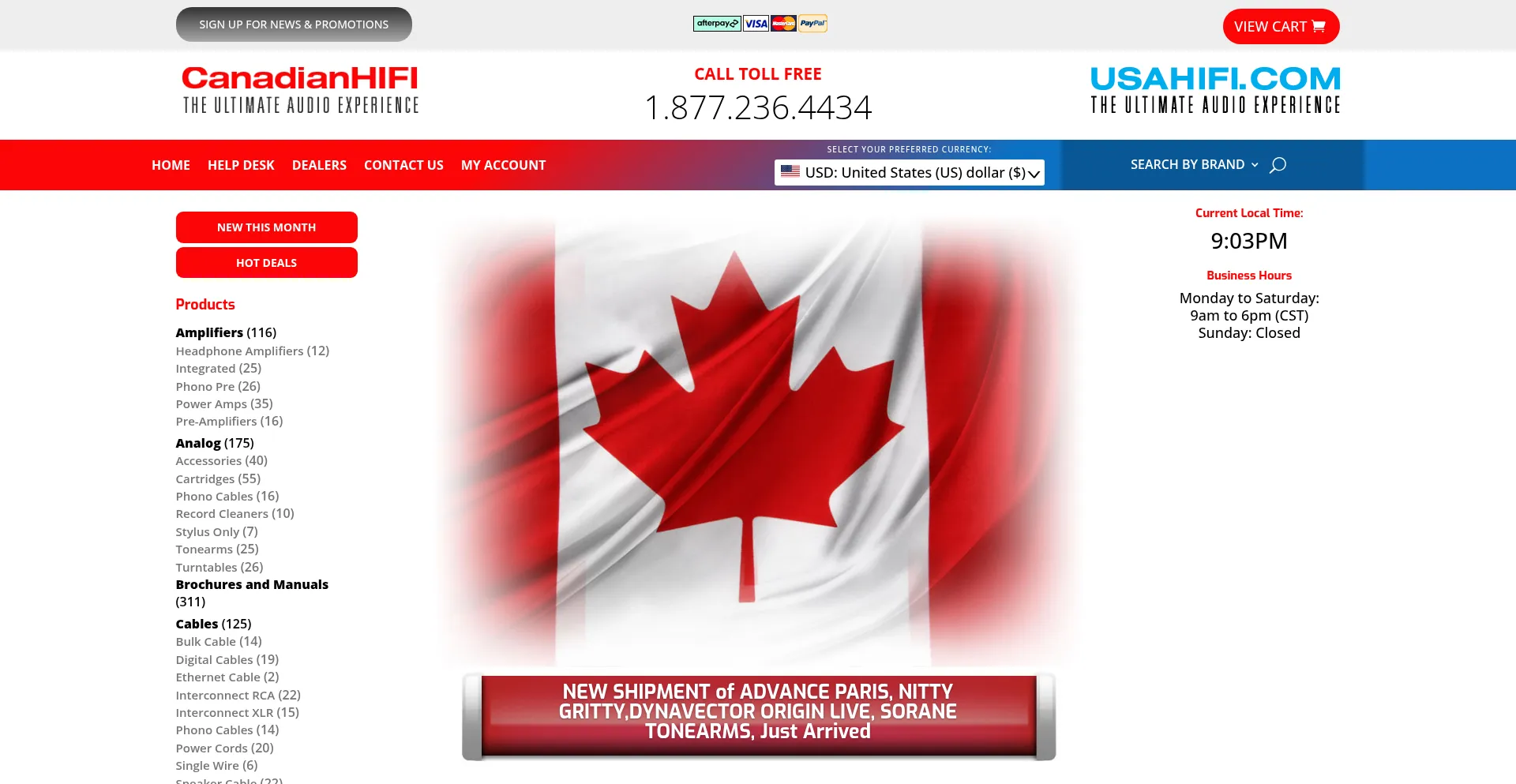 Website screenshot of Canadianhifi.com