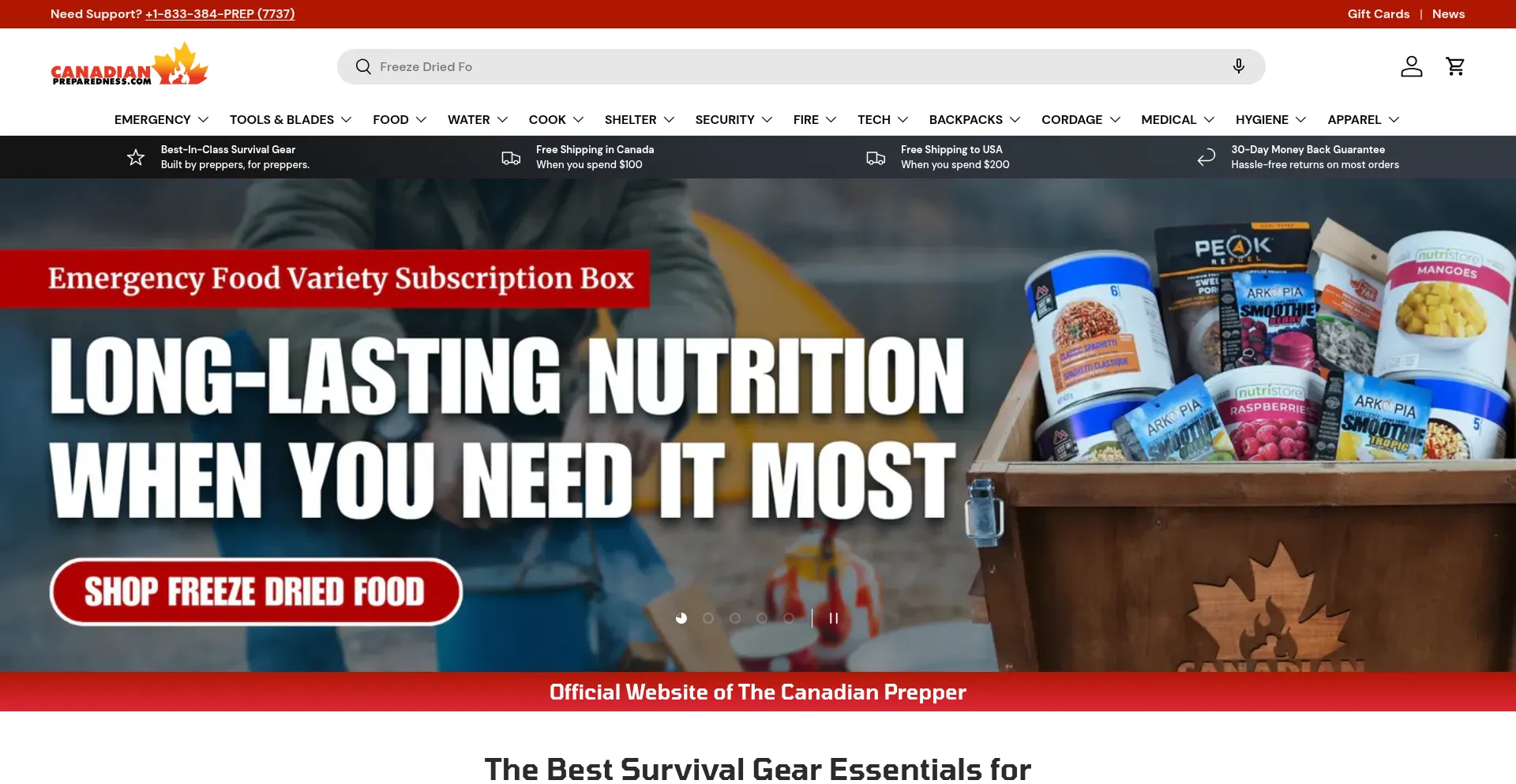 Website screenshot of Canadianprepper.com
