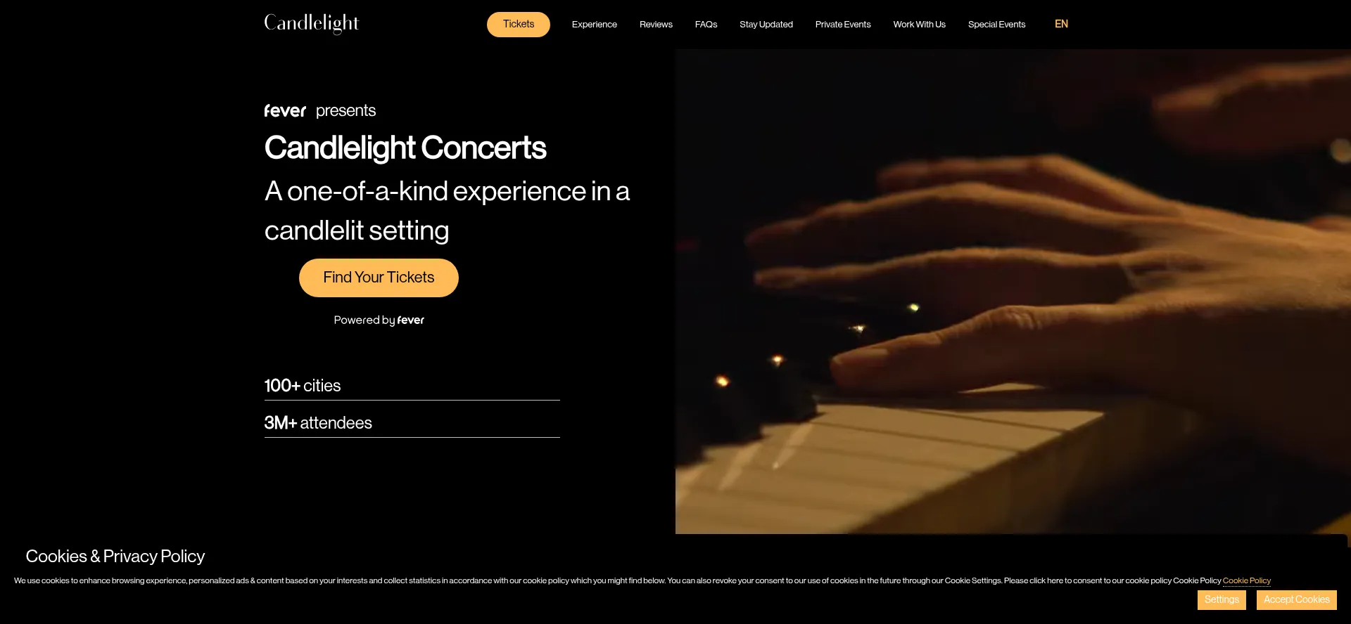 Website screenshot of Candlelightexperience.com
