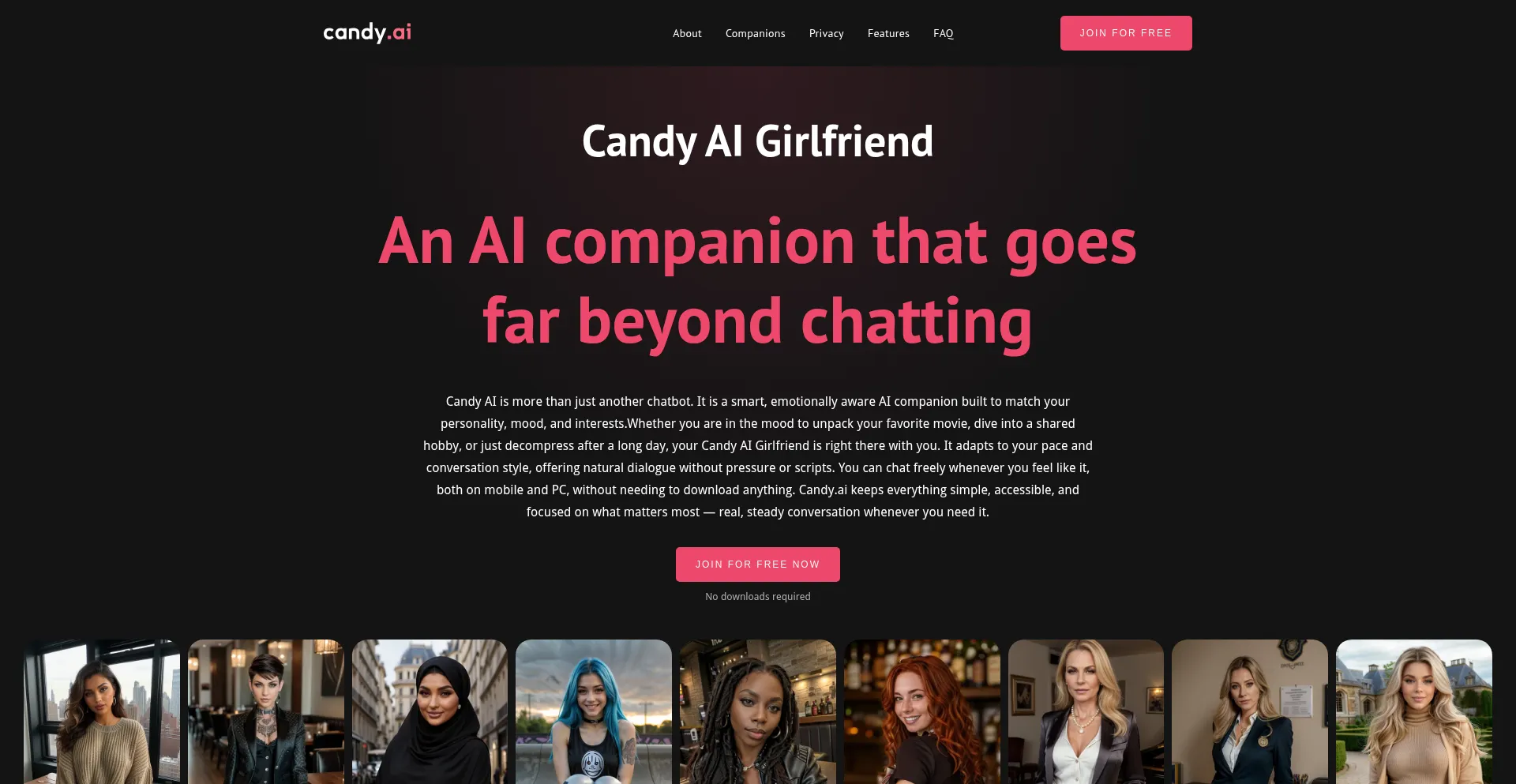 Website screenshot of Candyai.org