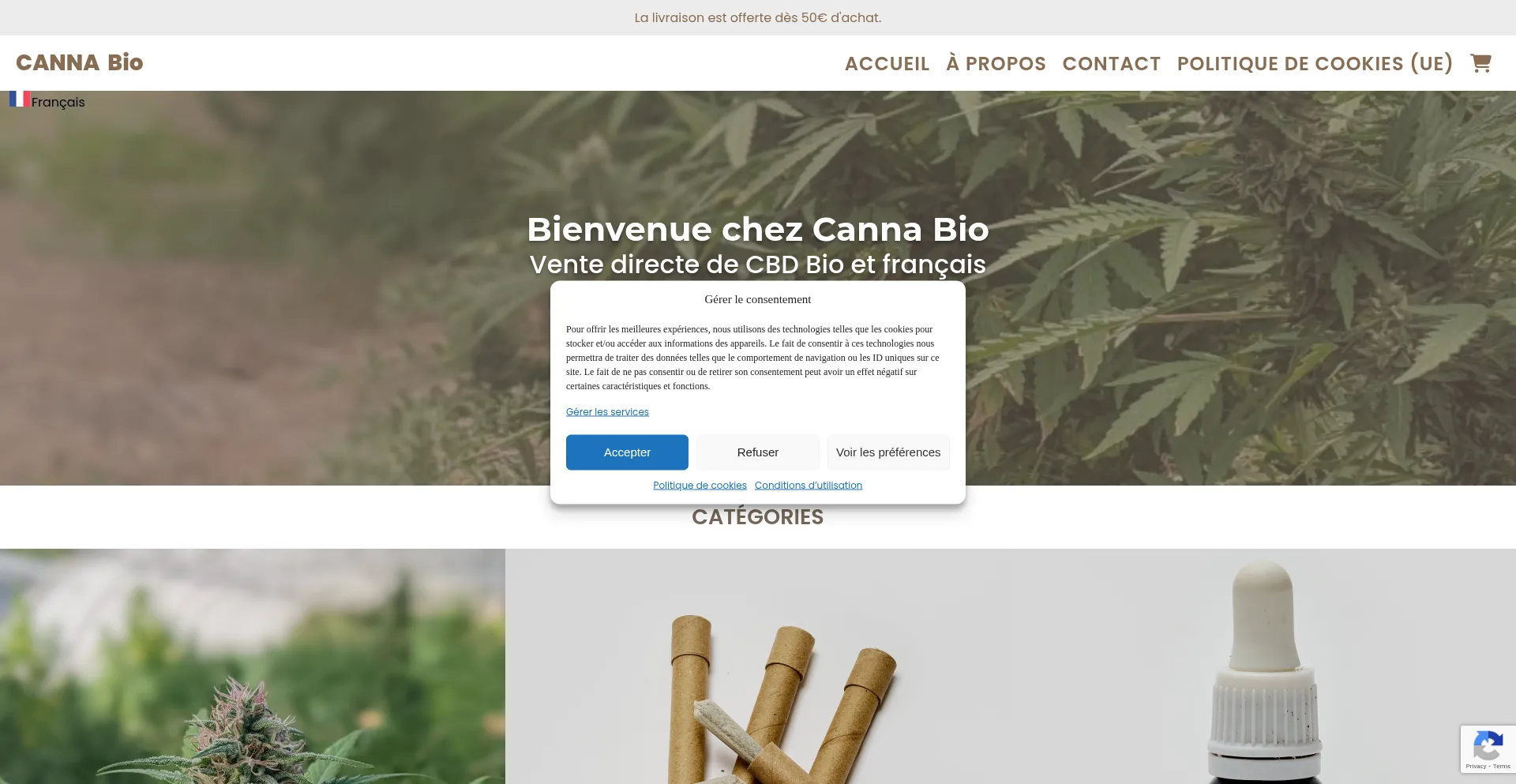 Website screenshot of Canna-bio.fr