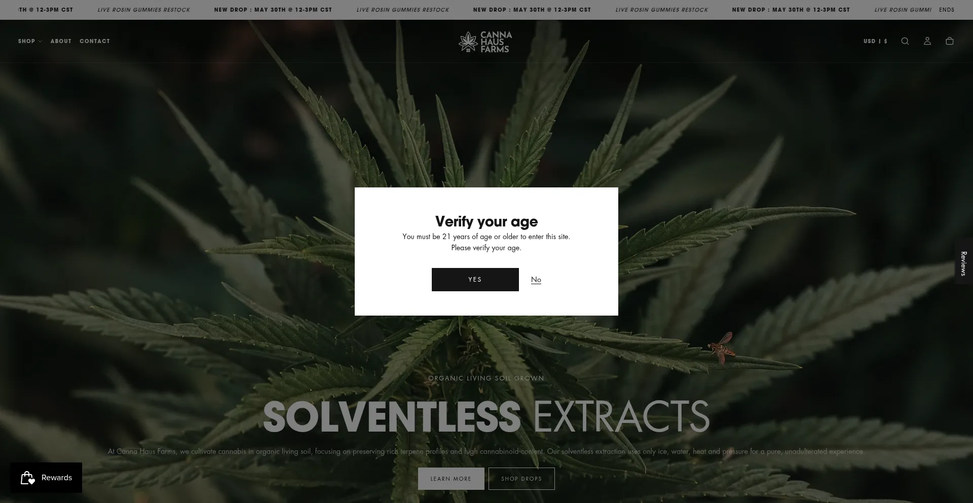 Website screenshot of Cannahausfarms.com