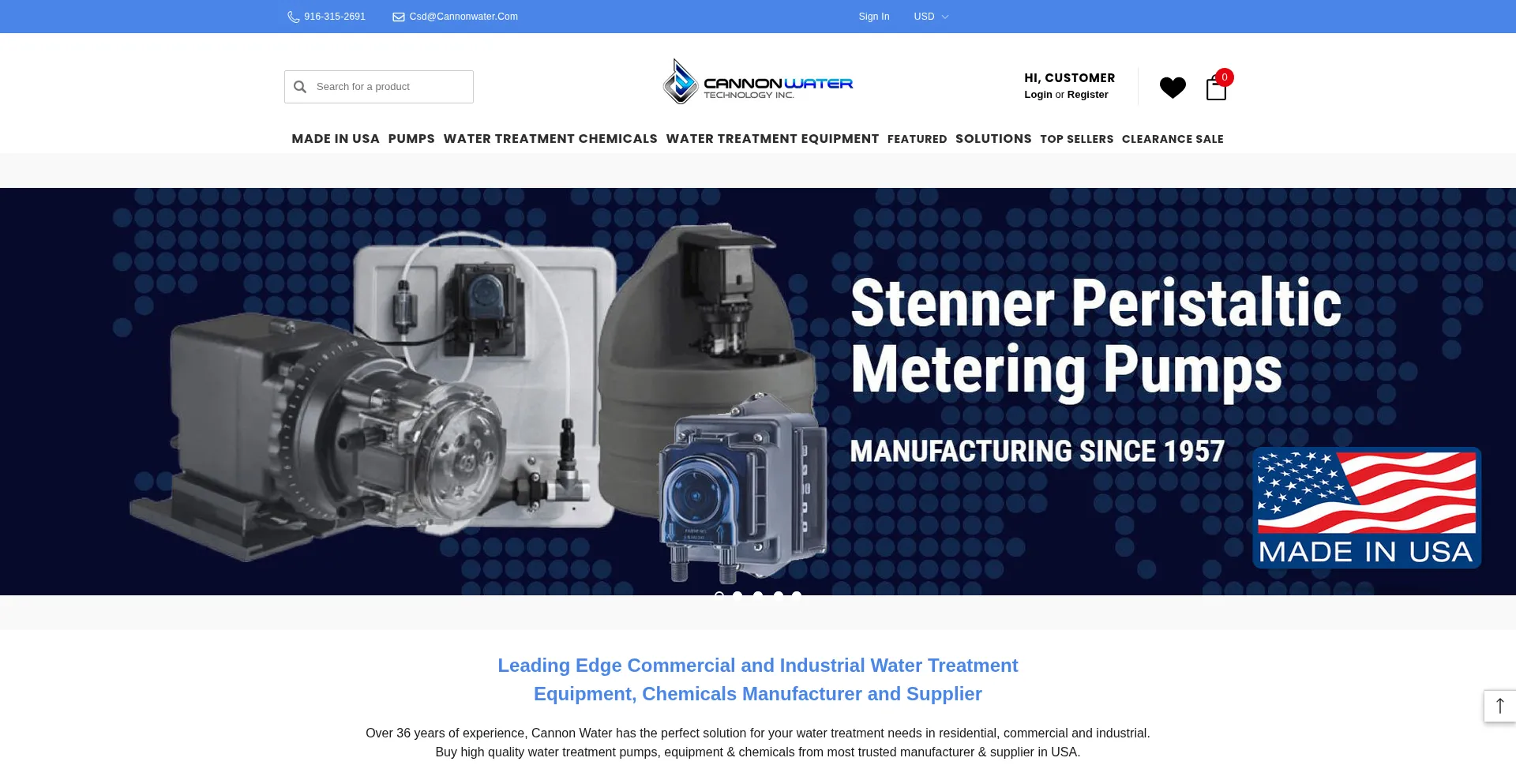 Website screenshot of Cannonwater.com