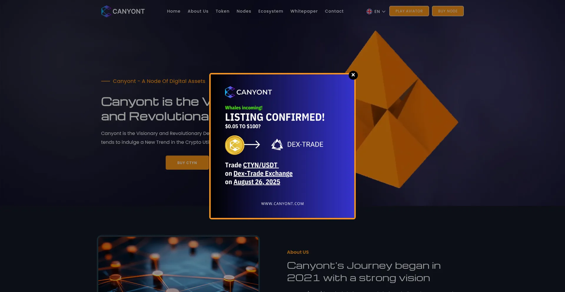 Website screenshot of Canyont.com