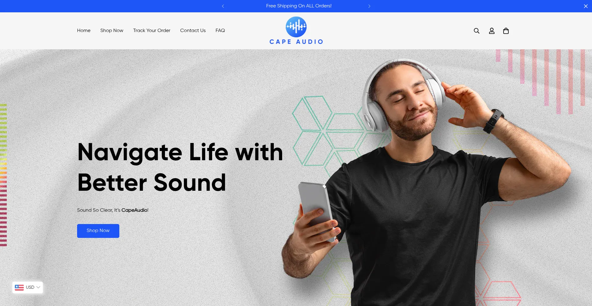 Website screenshot of Capeaudio.com