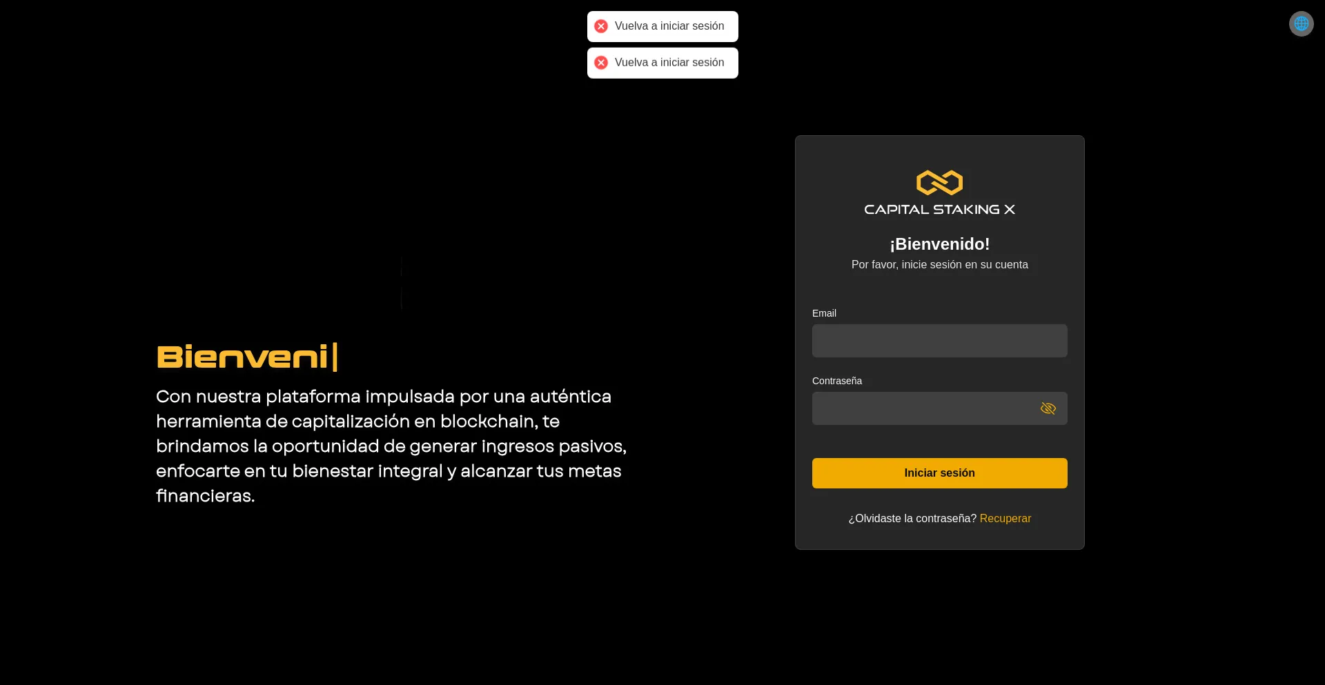 Website screenshot of Capitalstakingx.com