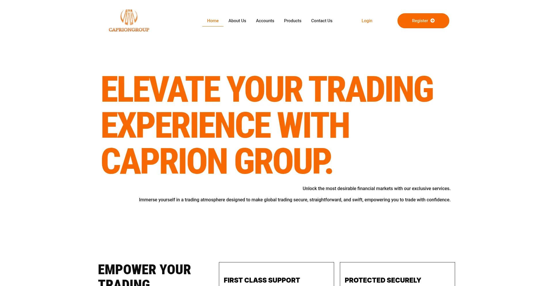 Website screenshot of Capriongroup.com